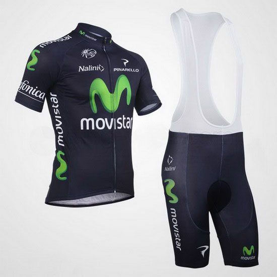 2013 Maillot Movistar Tirantes Mangas Cortas Negro